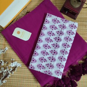 Mulmul Handloom Cotton Saree with Contrast Blouse