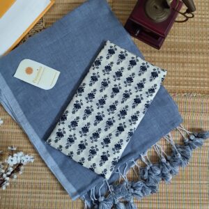 Mulmul Handloom Cotton Saree with Contrast Blouse