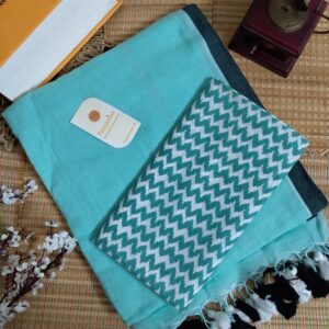 Mulmul Handloom Cotton Saree with Contrast Blouse