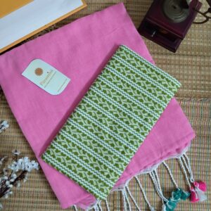 Mulmul Handloom Cotton Saree with Contrast Blouse