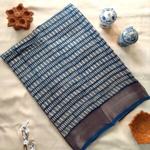 Maheshwari Indigo Silk Saree
