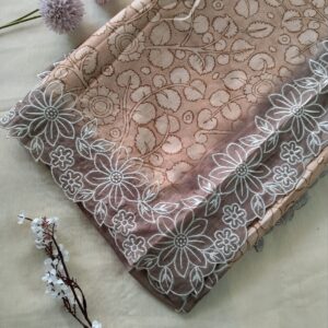 Printed Tussar Saree with embroidery