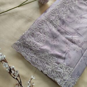 Printed Tussar Saree with embroidery